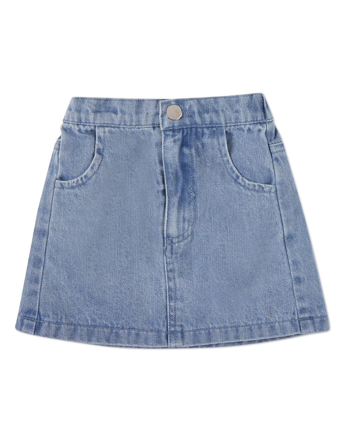 Girls 100% Cotton Blue Denim Back-Elastic Skirt