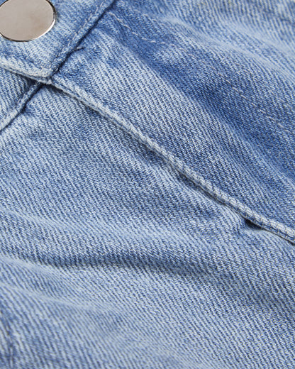 Girls 100% Cotton Blue Denim Back-Elastic Skirt