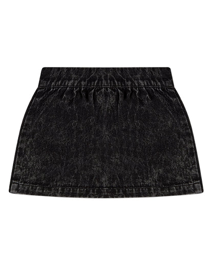 Girls 100% Cotton Denim Button-Down Short Skirt with Scalloped Pockets