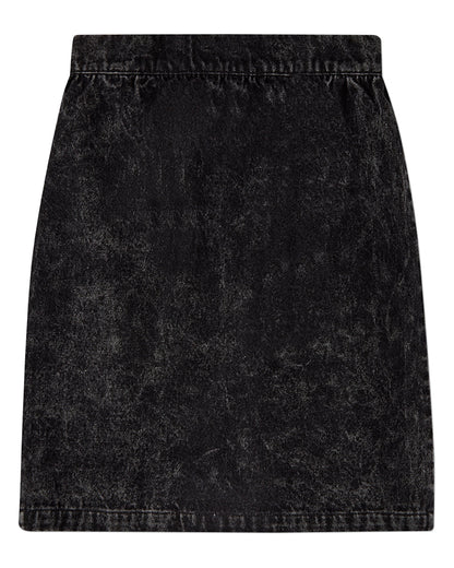 Girls 100% Cotton Denim Button-Front Long Skirt with Scalloped Pockets