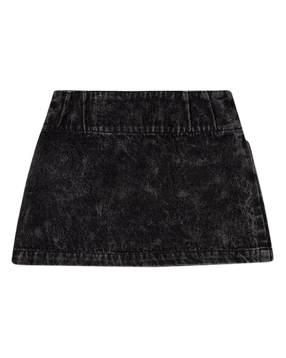 Girls 100% Cotton Denim Short Skirt with Braided-Trim Pockets