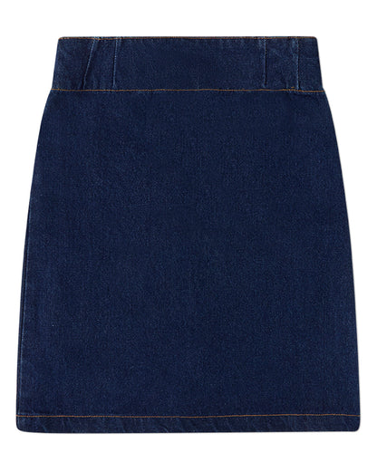 Girls 100% Cotton Denim Long Skirt with Braided-Trim Pockets
