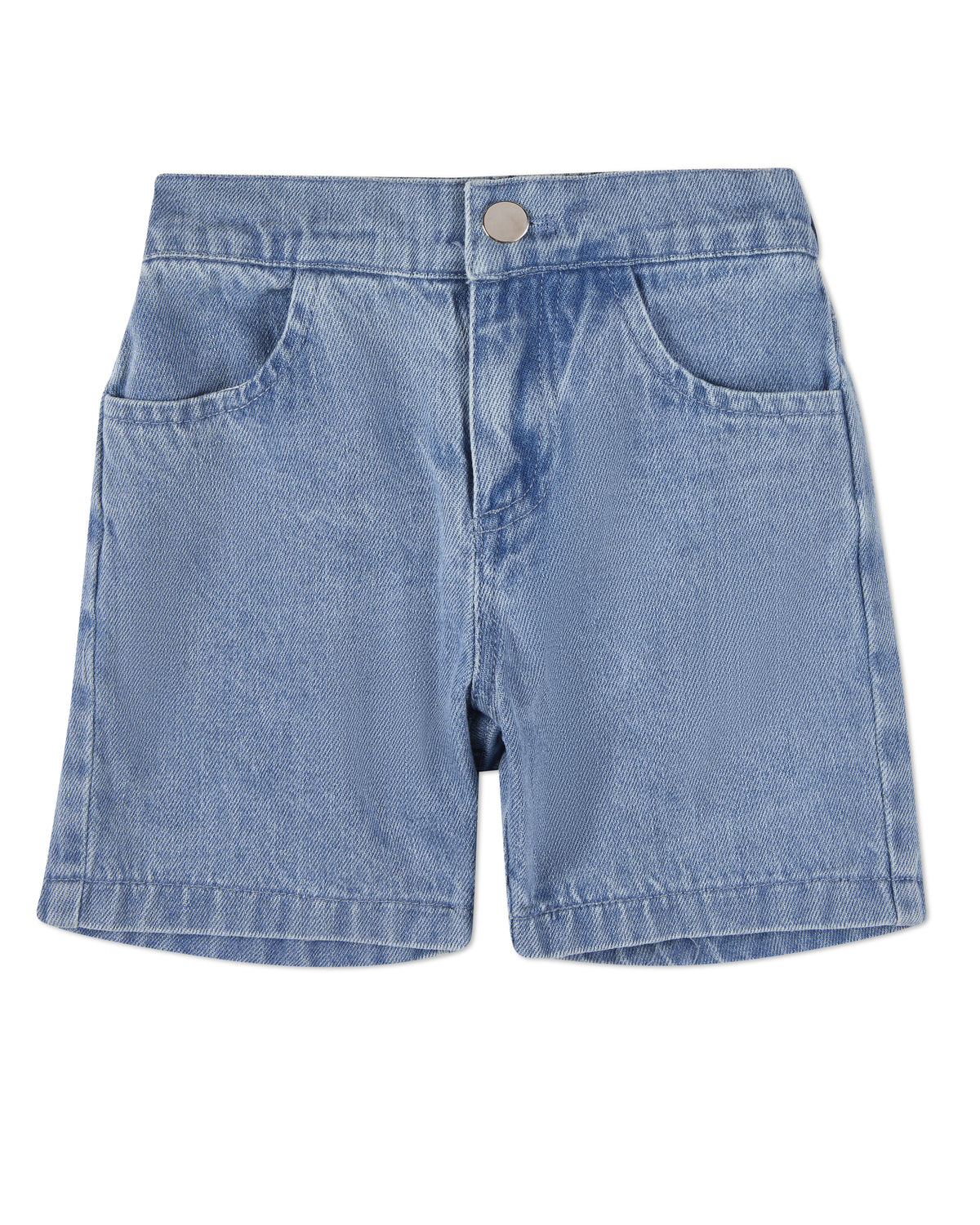Boys 100% Cotton Blue Denim Zip-Front Back-Elastic Shorts