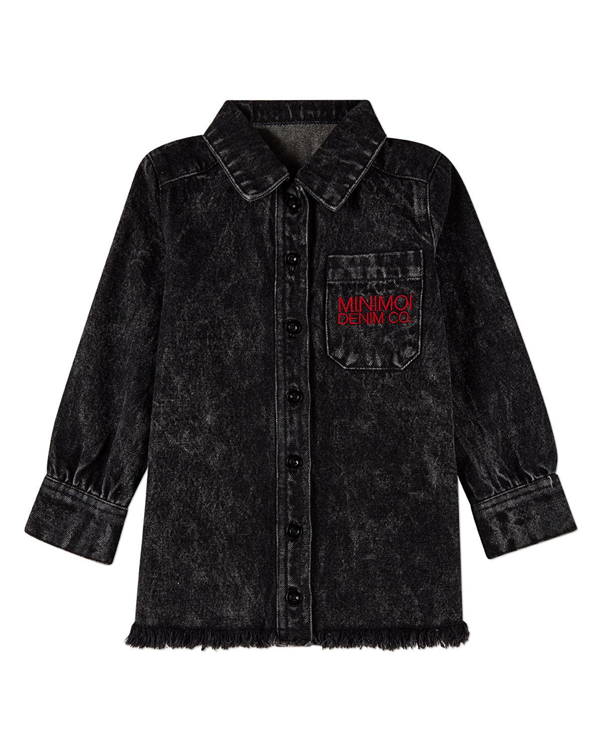 Girls 100% Cotton Denim Shirt-Collared Button-Down Top