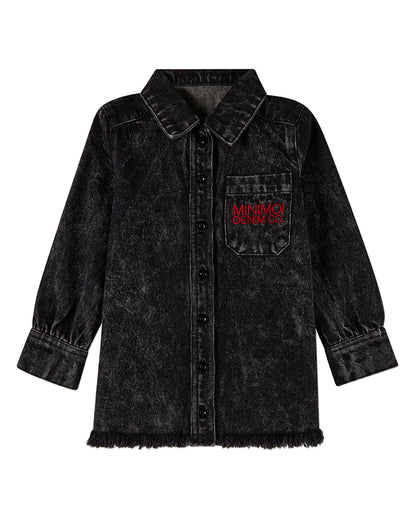 Girls 100% Cotton Denim Shirt-Collared Button-Down Top