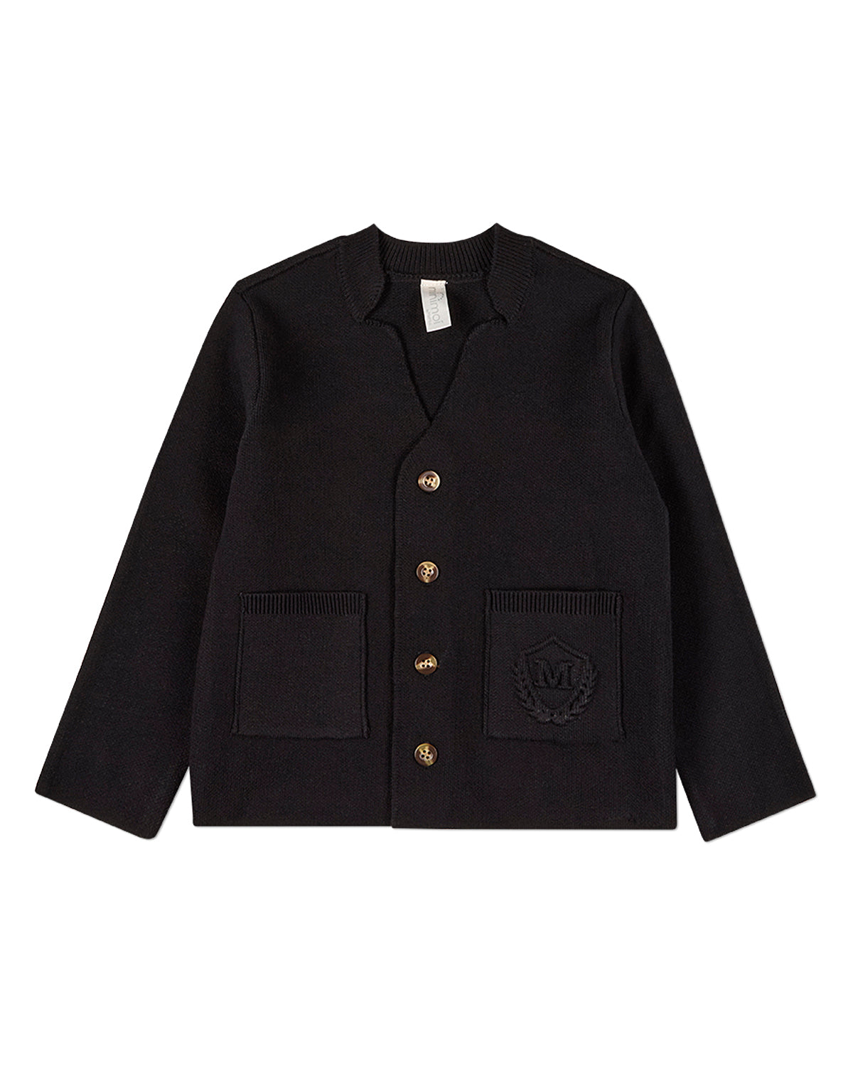 Boys 100% Cotton 2-Pocket Button-Down Cardigan With Raised Crest
