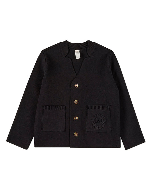Boys 100% Cotton 2-Pocket Button-Down Cardigan With Raised Crest