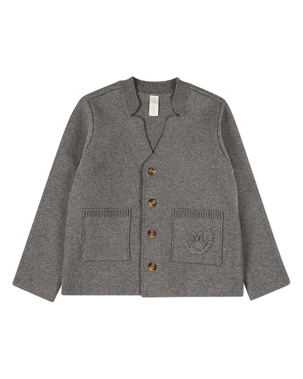 Boys 100% Cotton 2-Pocket Button-Down Cardigan With Raised Crest