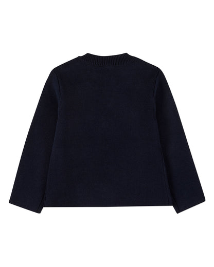 Boys 100% Cotton 2-Pocket Button-Down Cardigan With Raised Crest
