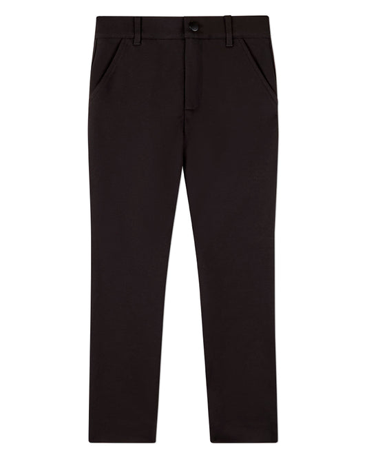 Boys Rayon-Blend 2-Pocket Solid-Color Stretch Knit Dress Pants