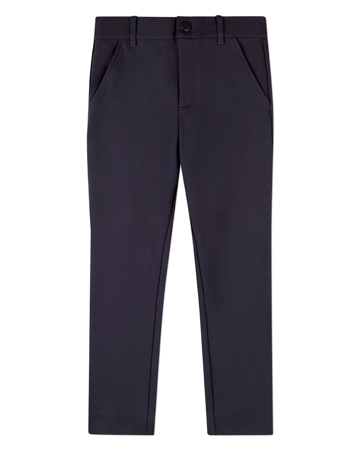 Boys Rayon-Blend 2-Pocket Solid-Color Stretch Knit Dress Pants