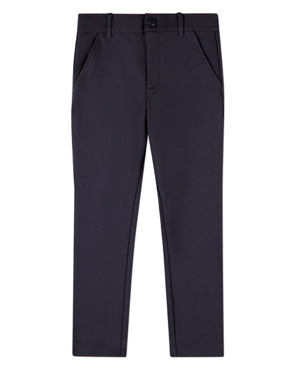 Boys Rayon-Blend 2-Pocket Solid-Color Stretch Knit Dress Pants