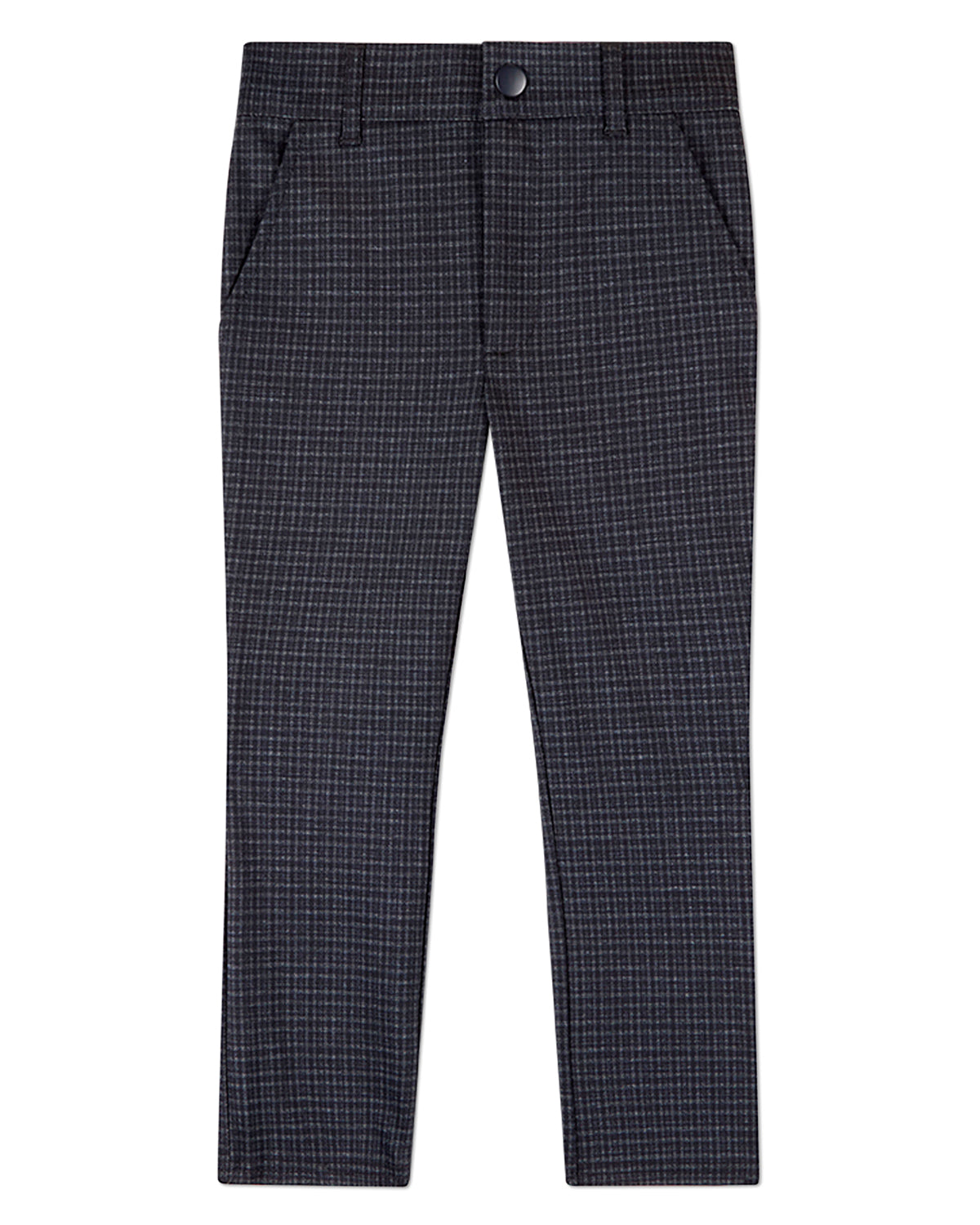 Boys Plaid-Print Rayon-Blend 2-Pocket Stretch Knit Dress Pant