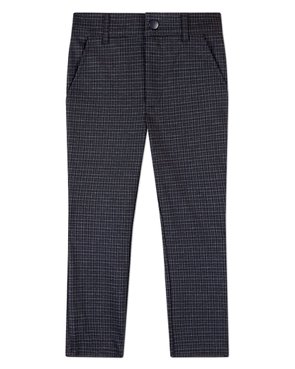 Boys Plaid-Print Rayon-Blend 2-Pocket Stretch Knit Dress Pant