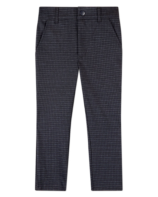 Boys Plaid-Print Rayon-Blend 2-Pocket Stretch Knit Dress Pant