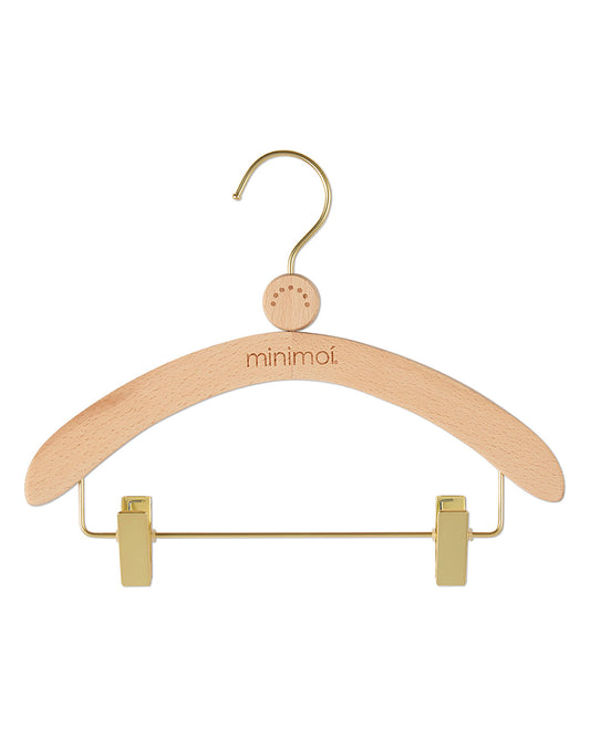 MiniMoi Baby and Toddler Solid Beech Wood Clothes Hanger With Clips