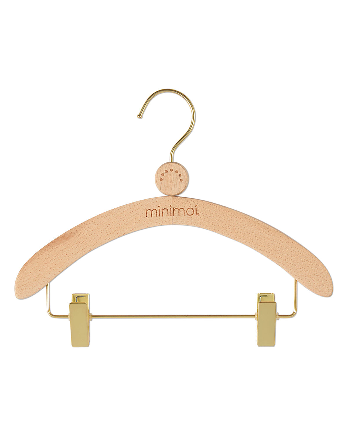 MiniMoi Baby and Toddler Solid Beech Wood Clothes Hanger With Clips