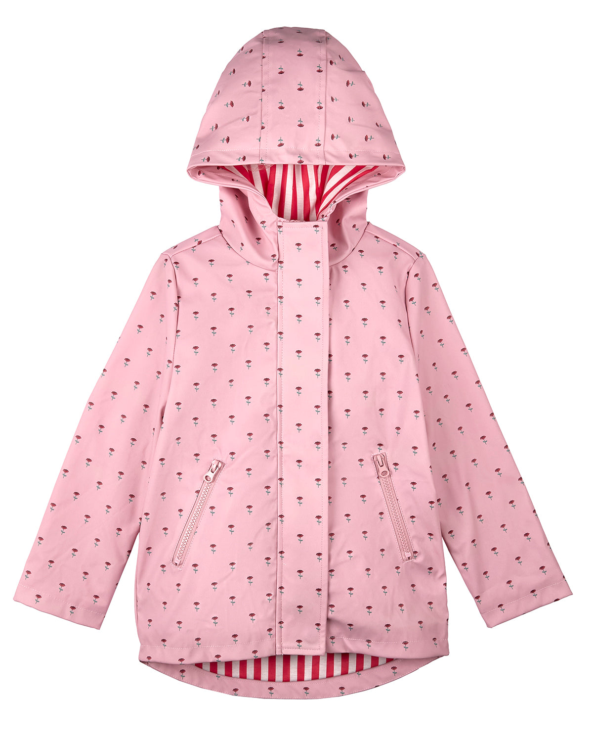Girls "Flowers In Bloom" Lined Raincoat with Attached Storage Pouch