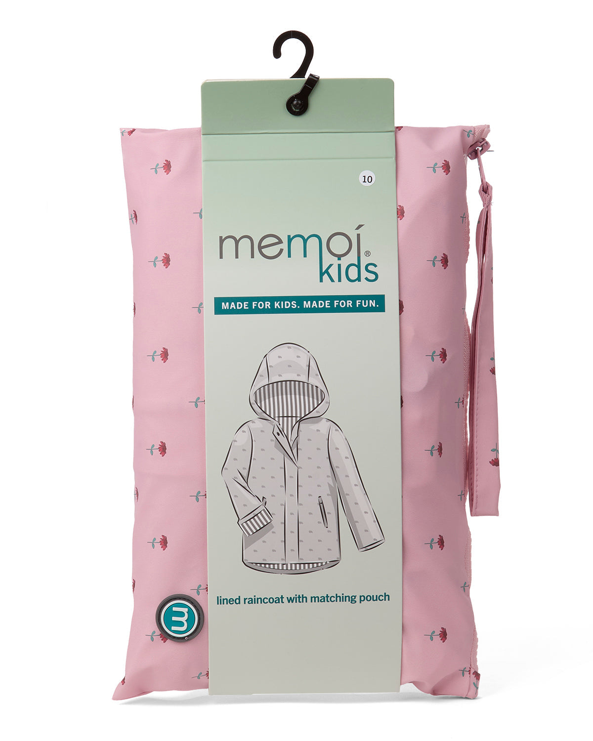 Girls "Flowers In Bloom" Lined Raincoat with Attached Storage Pouch