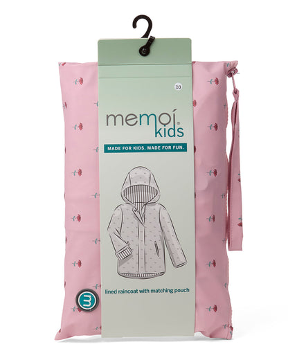 Girls "Flowers In Bloom" Lined Raincoat with Attached Storage Pouch