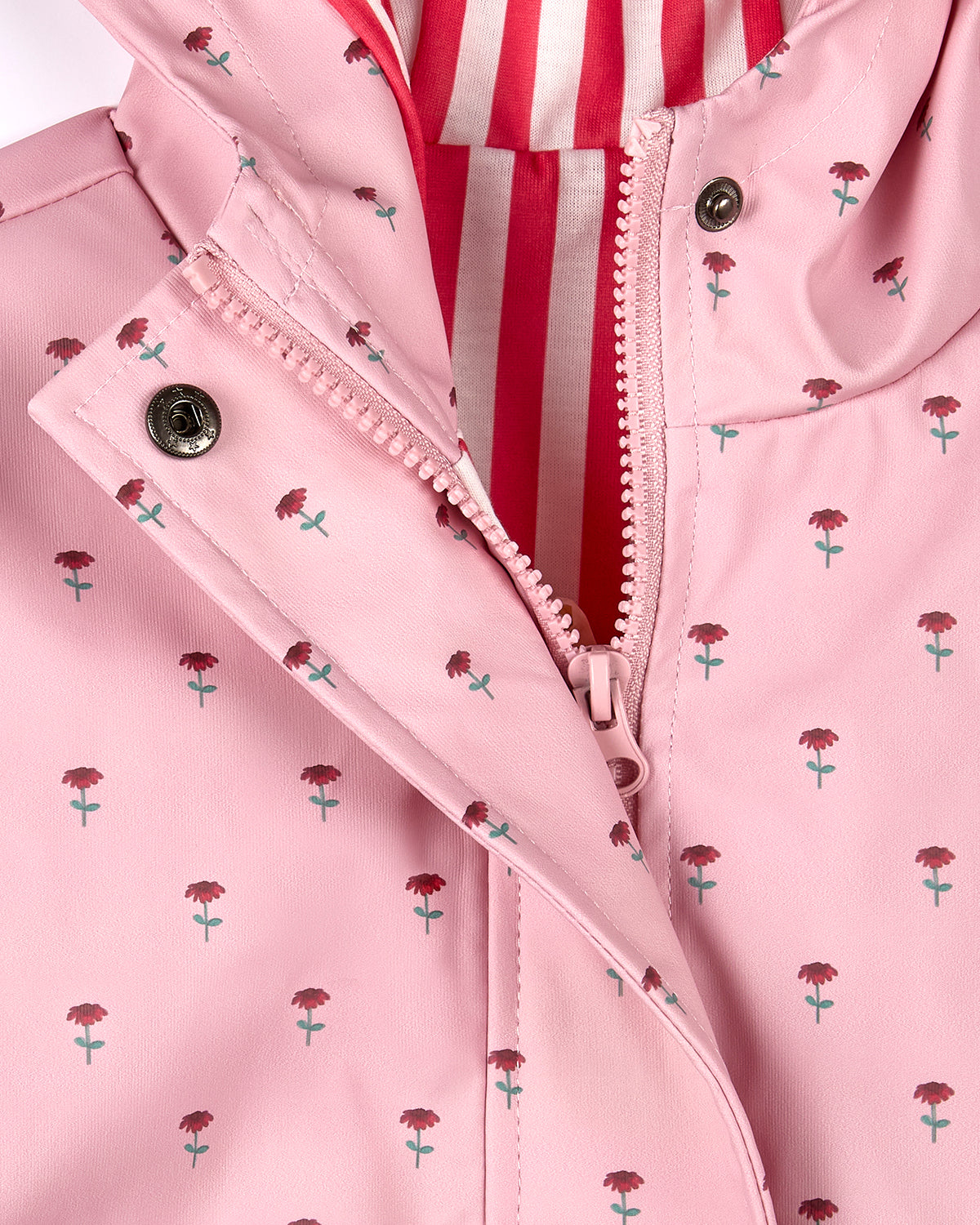 Girls "Flowers In Bloom" Lined Raincoat with Attached Storage Pouch