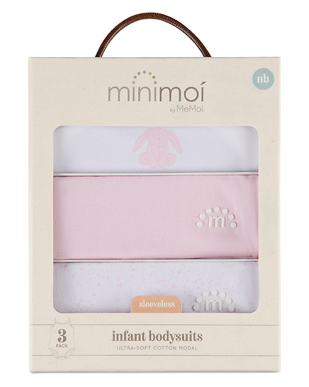 3 Pack Baby "Playful Bunny" Cotton / Modal Tag-Free Bodysuits
