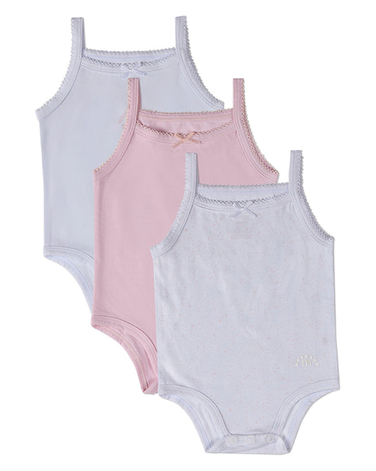 3 Pack Baby "Playful Bunny" Cotton / Modal Tag-Free Bodysuits