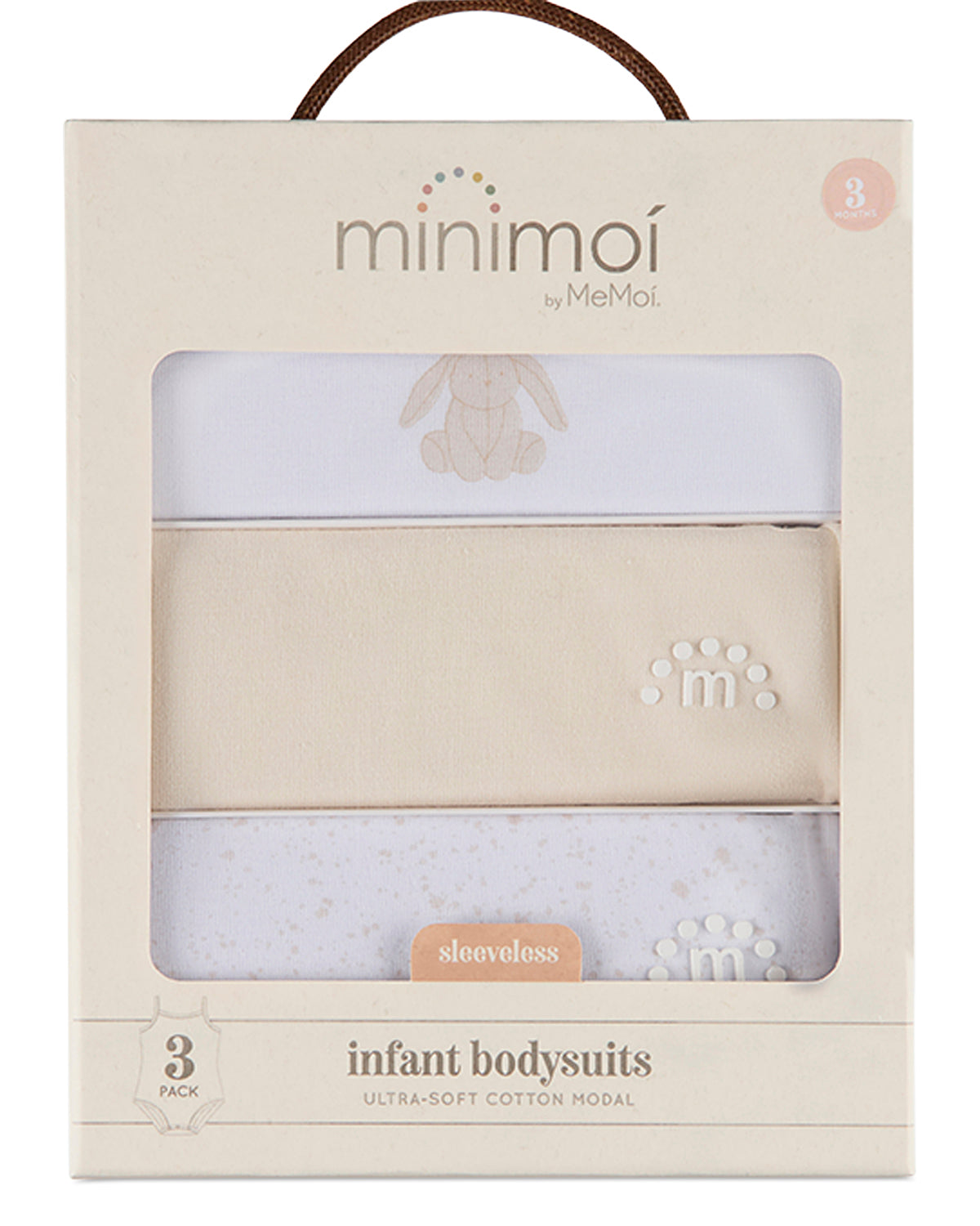 3 Pack Baby "Playful Bunny" Cotton / Modal Tag-Free Bodysuits