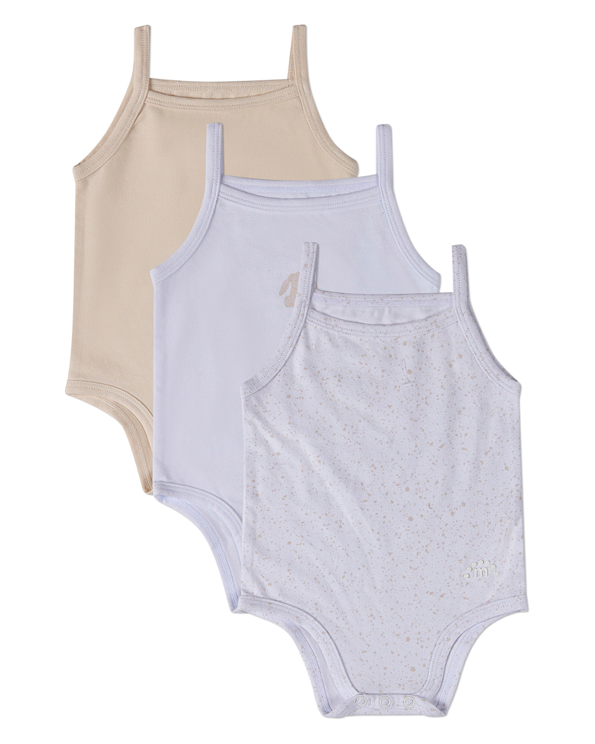 3 Pack Baby "Playful Bunny" Cotton / Modal Tag-Free Bodysuits