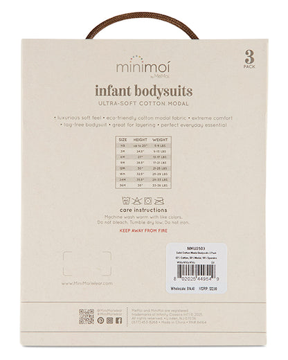 3 Pack Unisex Baby Cotton / Modal Tag-Free Solid White Bodysuits