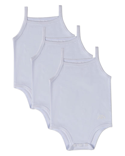 3 Pack Unisex Baby Cotton / Modal Tag-Free Solid White Bodysuits