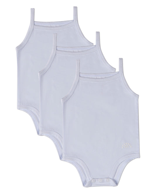 3 Pack Unisex Baby Cotton / Modal Tag-Free Solid White Bodysuits