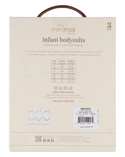 3 Pack Baby Girls Cotton / Modal Bodysuits - Florals, Stripes, Solid