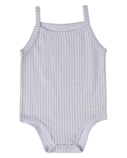3 Pack Baby Cotton / Modal Bodysuits - Petite Leaves, Stripes, Solid