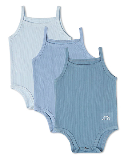 3 Pack Baby Mini-Ribbed Stretch Modal Solid-Color Bodysuits