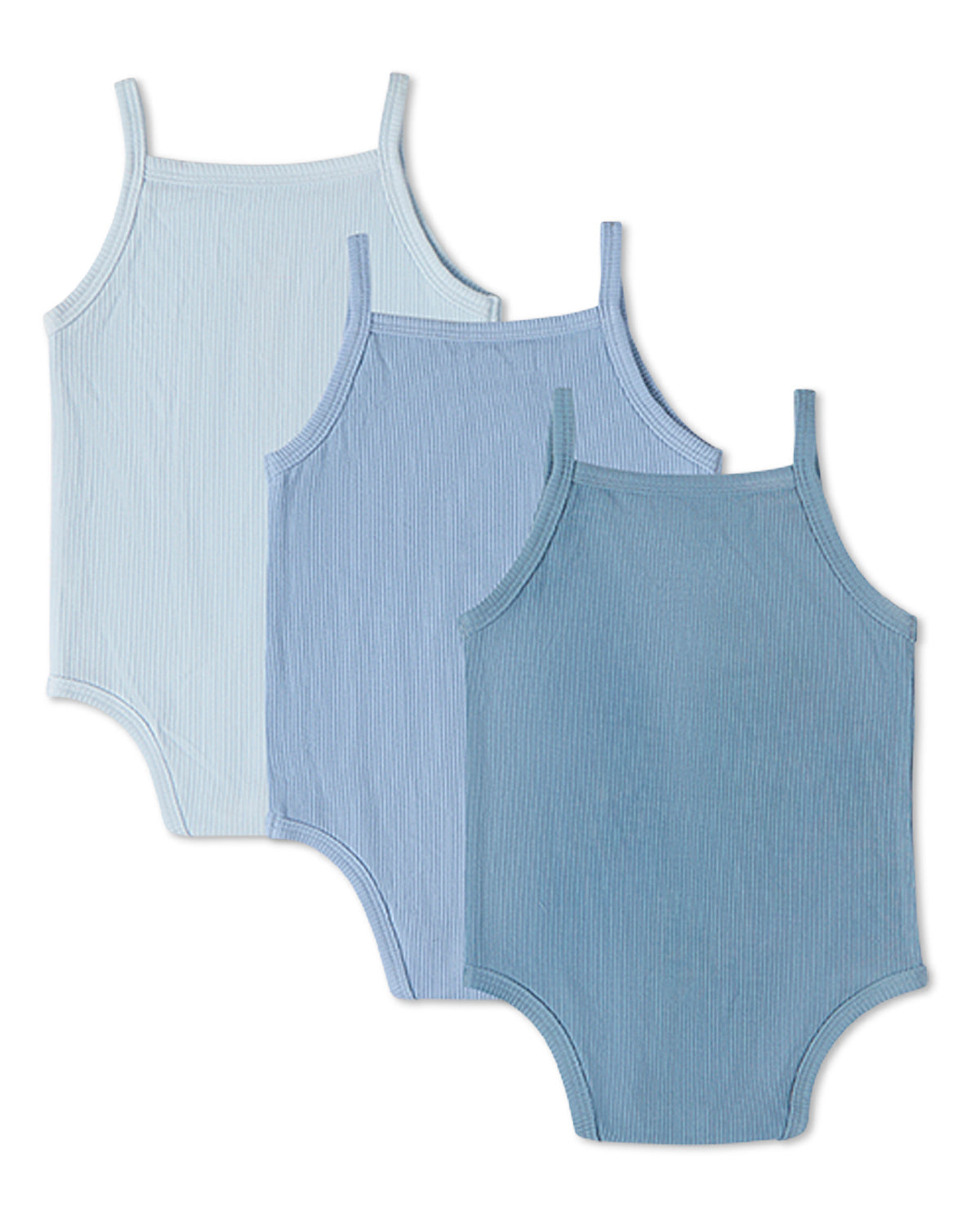 3 Pack Baby Mini-Ribbed Stretch Modal Solid-Color Bodysuits