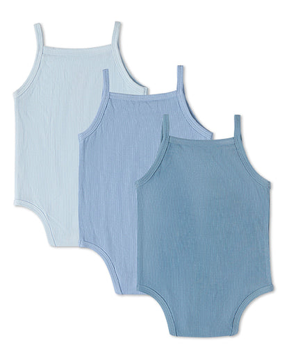 3 Pack Baby Mini-Ribbed Stretch Modal Solid-Color Bodysuits