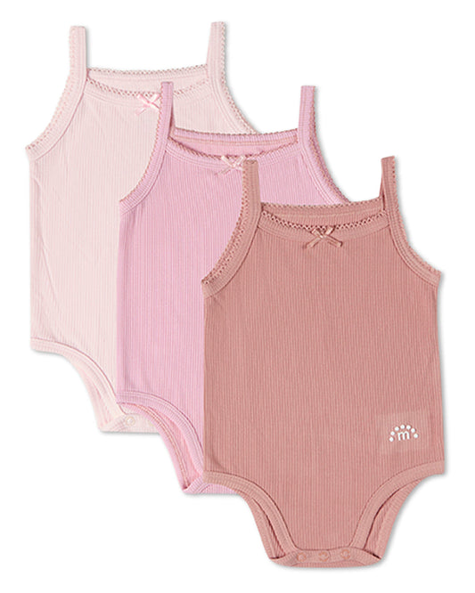 3 Pack Baby Mini-Ribbed Stretch Modal Solid-Color Bodysuits