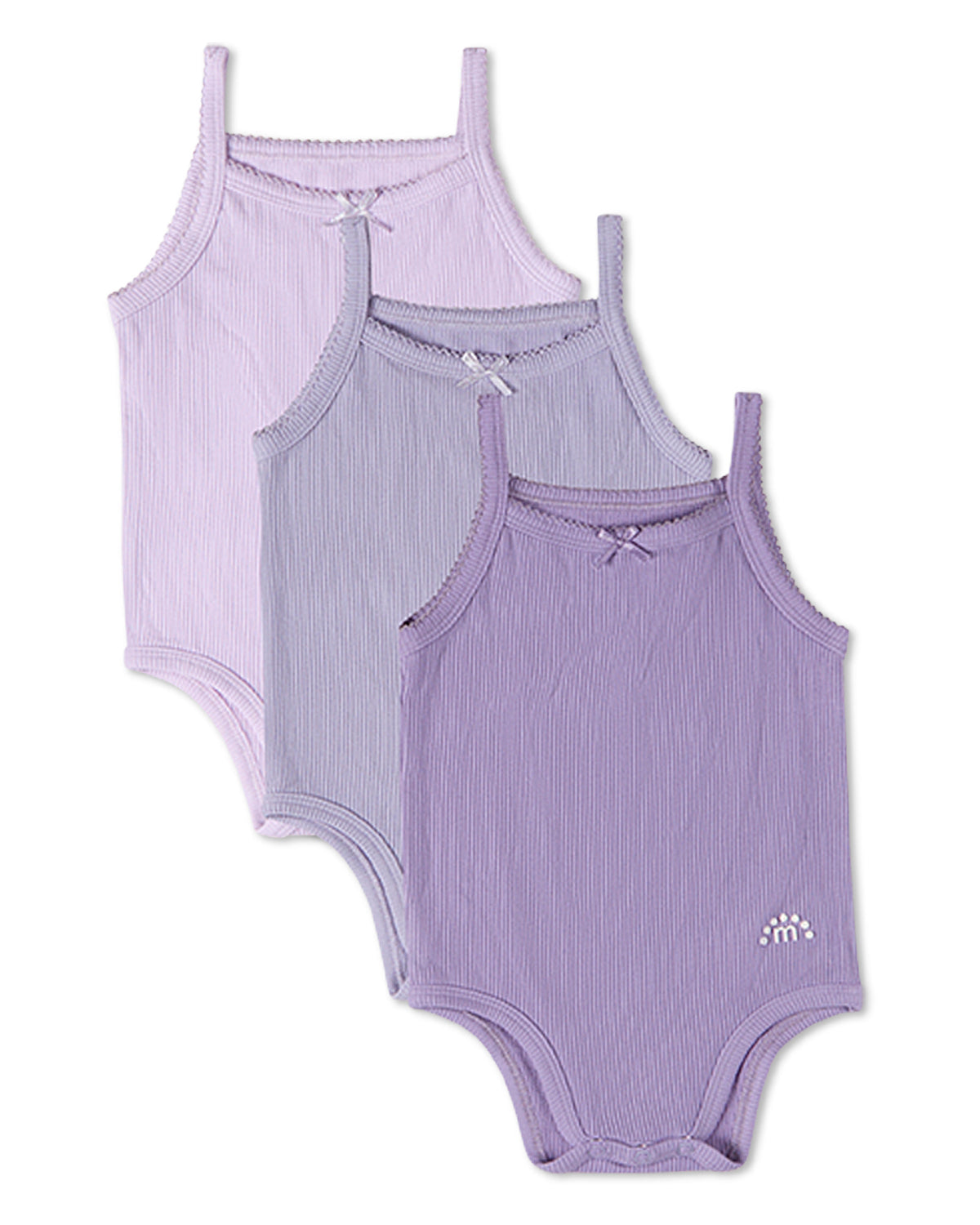3 Pack Baby Mini-Ribbed Stretch Modal Solid-Color Bodysuits