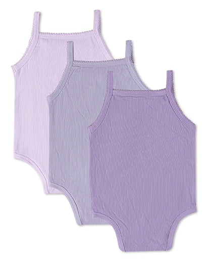 3 Pack Baby Mini-Ribbed Stretch Modal Solid-Color Bodysuits