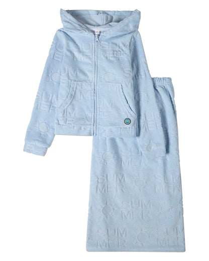 2 Piece Girls Summer-Themed Burnout Cotton-Rich Terry Coverup Robe Set